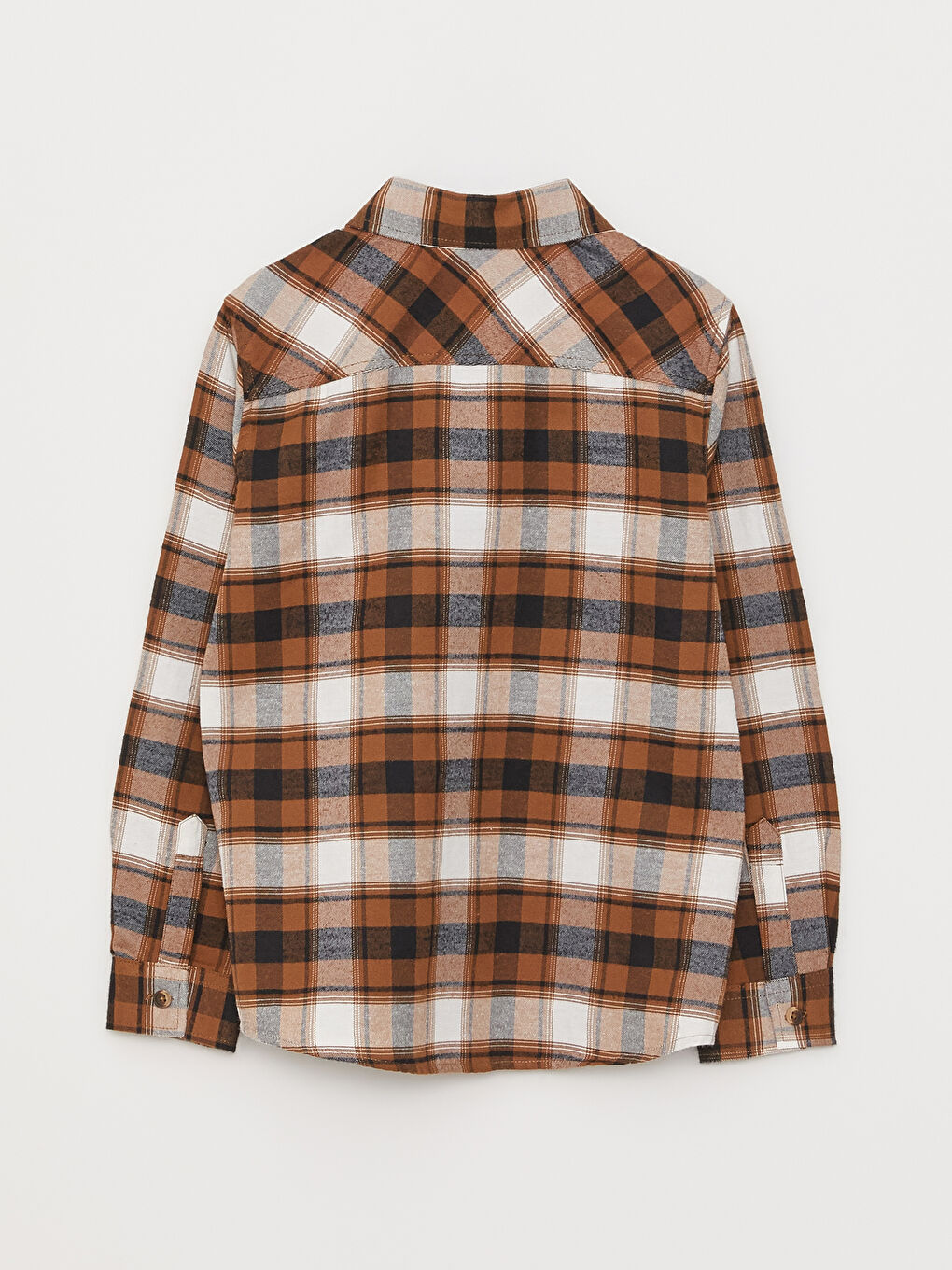 Kahverengi Ekose Uzun Kollu Gabardin Erkek Çocuk Gömlek-4