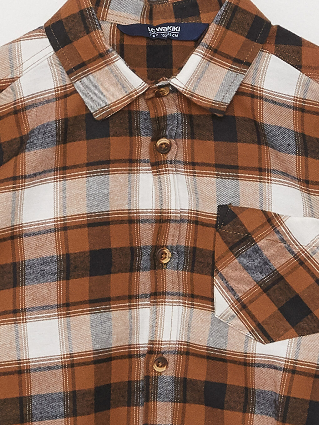 Kahverengi Ekose Uzun Kollu Gabardin Erkek Çocuk Gömlek-5