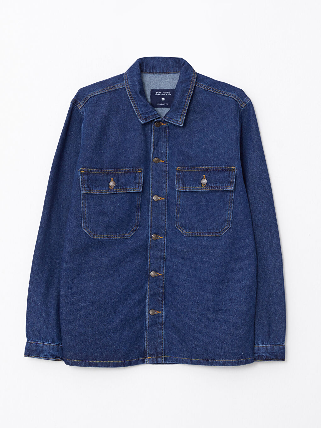 İndigo Standart Kalıp Uzun Kollu Erkek Jean Ceket-5