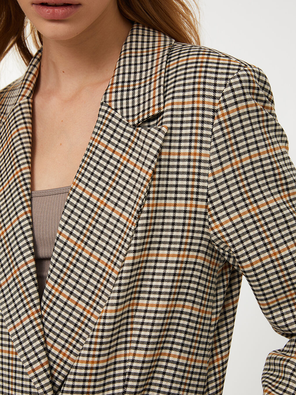 XSIDE Double Breasted Lapel Plaid Long Sleeve Women's Blazer Jacket -W2FA89Z8-SPW