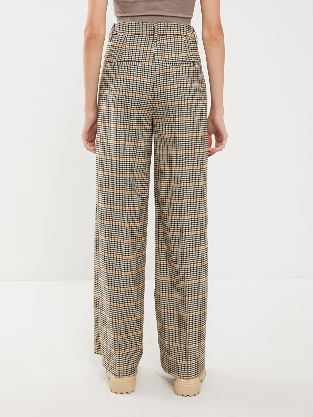 Standard Fit Plaid Women's Trousers-3