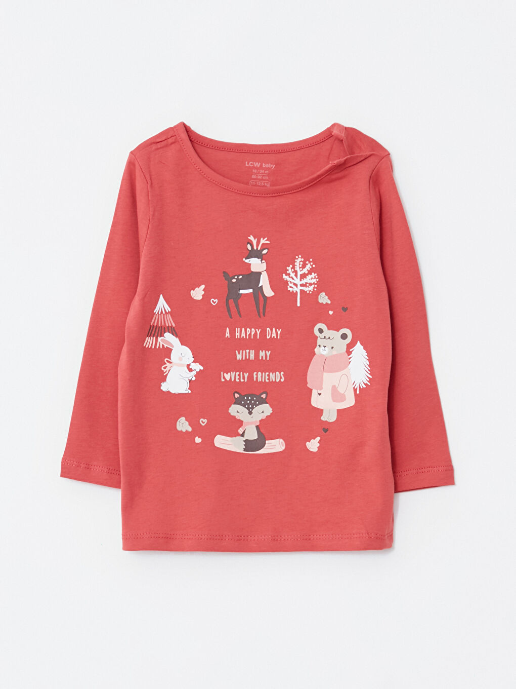 Mercan Bisiklet Yaka Baskılı Kız Bebek 2'li Pijama Takımı-1