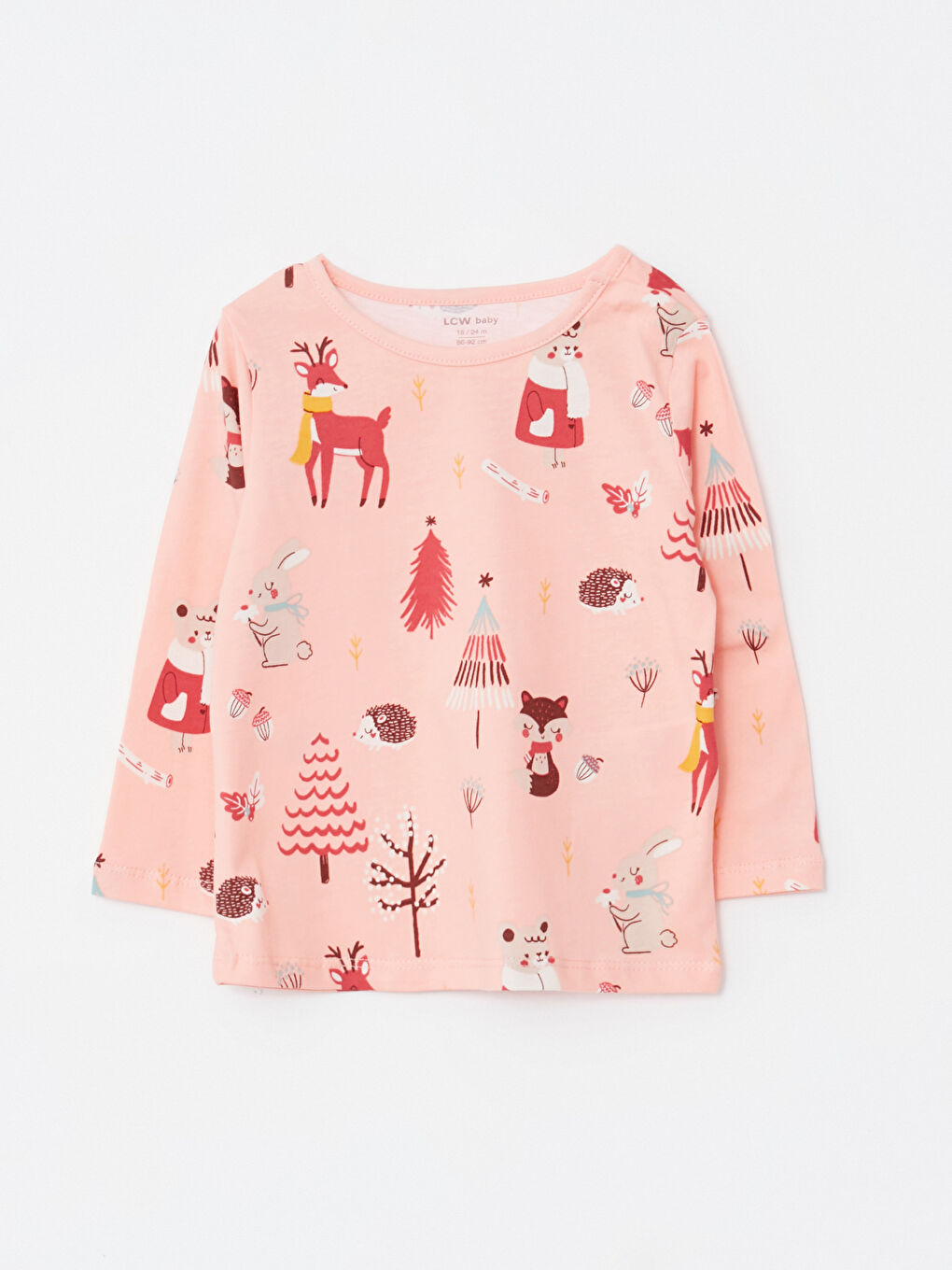 Mercan Bisiklet Yaka Baskılı Kız Bebek 2'li Pijama Takımı-3