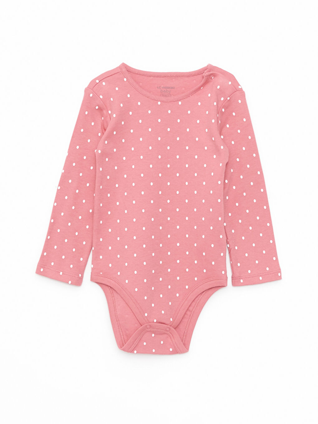 بدلة جسم بياقة دائرية وكم طويل مطبوعة للبنات الرضع مع كباسين في منطقة الكروتش - مجموعة من قطعتين-2