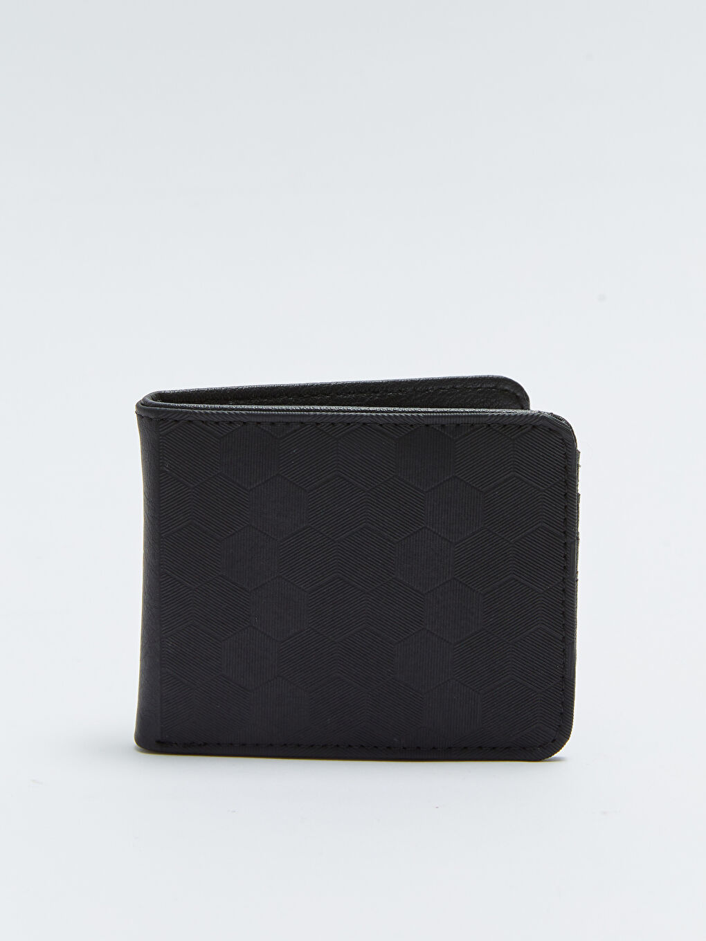 Siyah Kendinden Desenli Deri Görünümlü Erkek Cüzdan