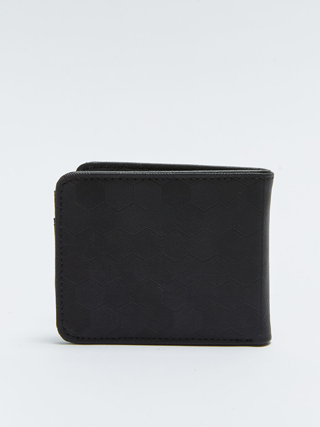 Siyah Kendinden Desenli Deri Görünümlü Erkek Cüzdan-1
