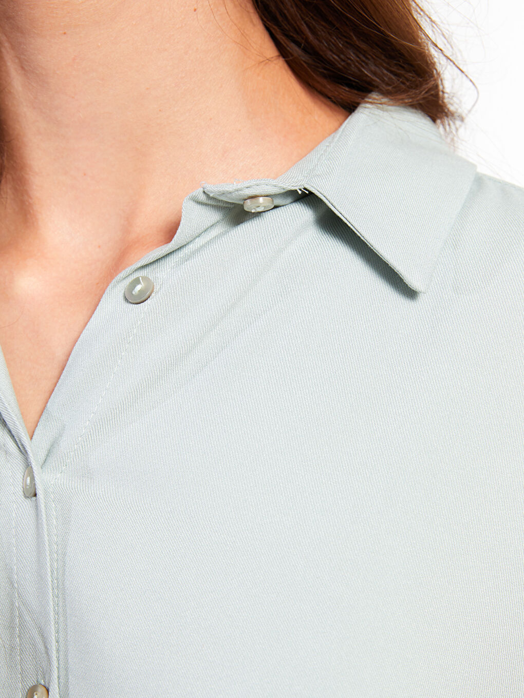 Plain Long Sleeve Viscose Women's Shirt-3