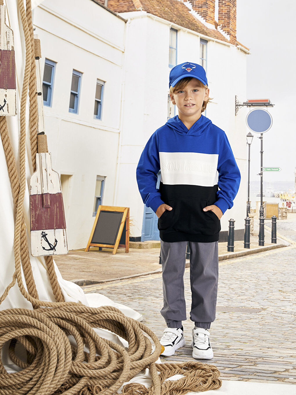 Antrasit Beli Lastikli Basic Erkek Çocuk Jogger Pantolon-1