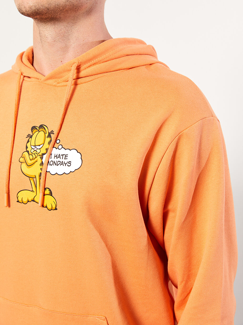 XSIDE Turuncu Uzun Kollu Garfield Baskılı Erkek Hoodie - 3