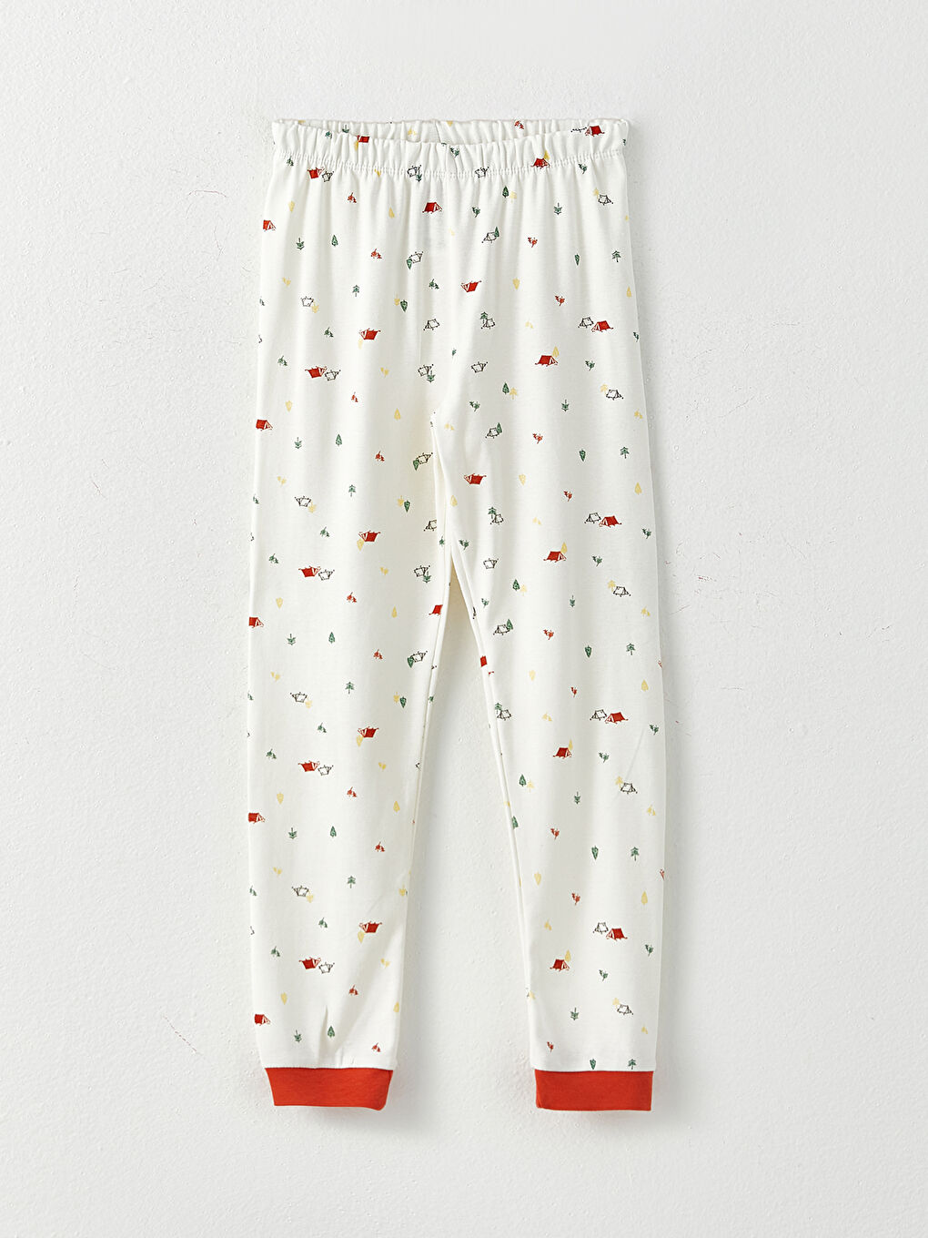 Ekru Bisiklet Yaka Baskılı Uzun Kollu Kız Çocuk Pijama Takımı-2