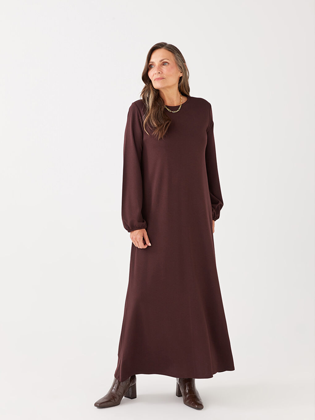 Crew Neck Regular Long Sleeve A-Cut Women's Dress