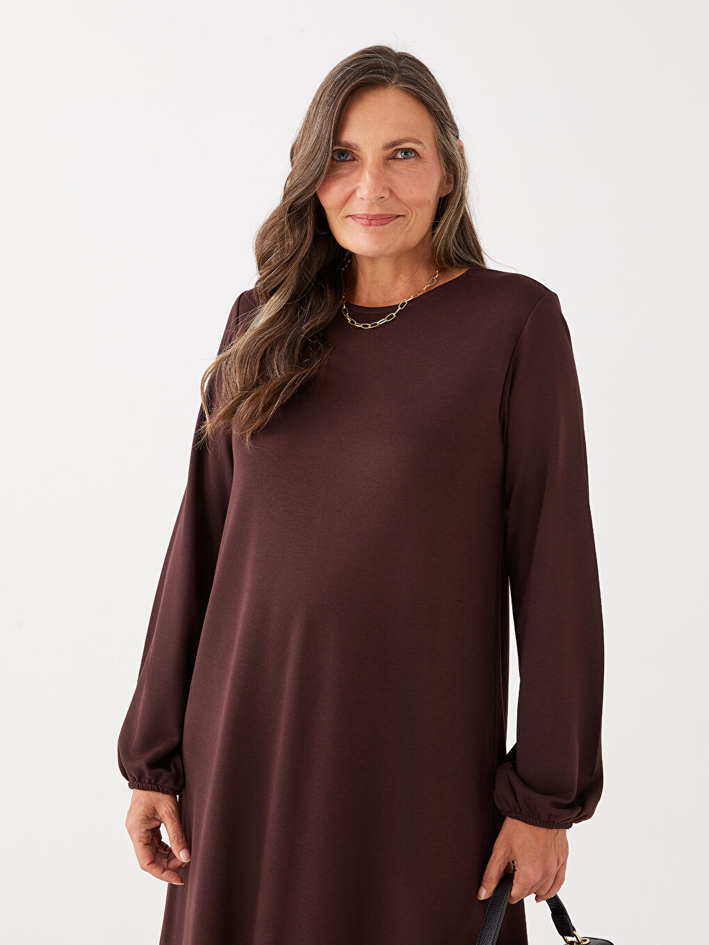 Crew Neck Regular Long Sleeve A-Cut Women's Dress-2