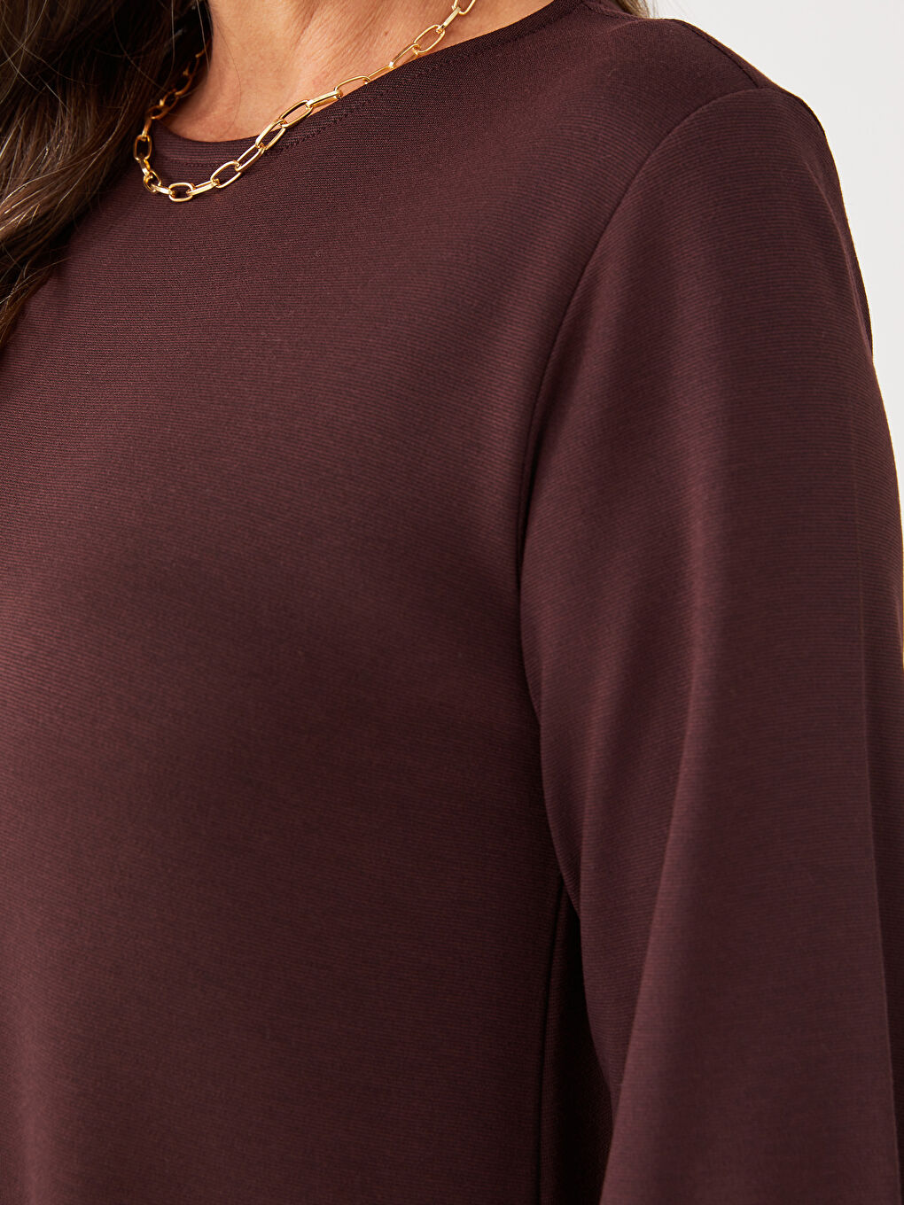 Crew Neck Regular Long Sleeve A-Cut Women's Dress-3