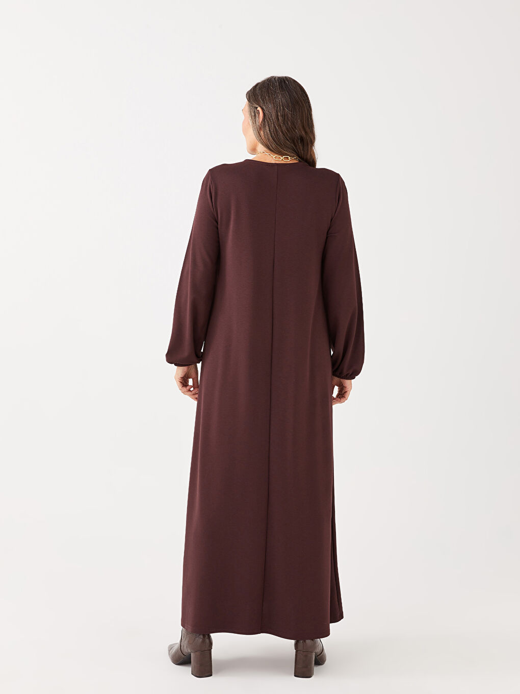 Crew Neck Regular Long Sleeve A-Cut Women's Dress-4