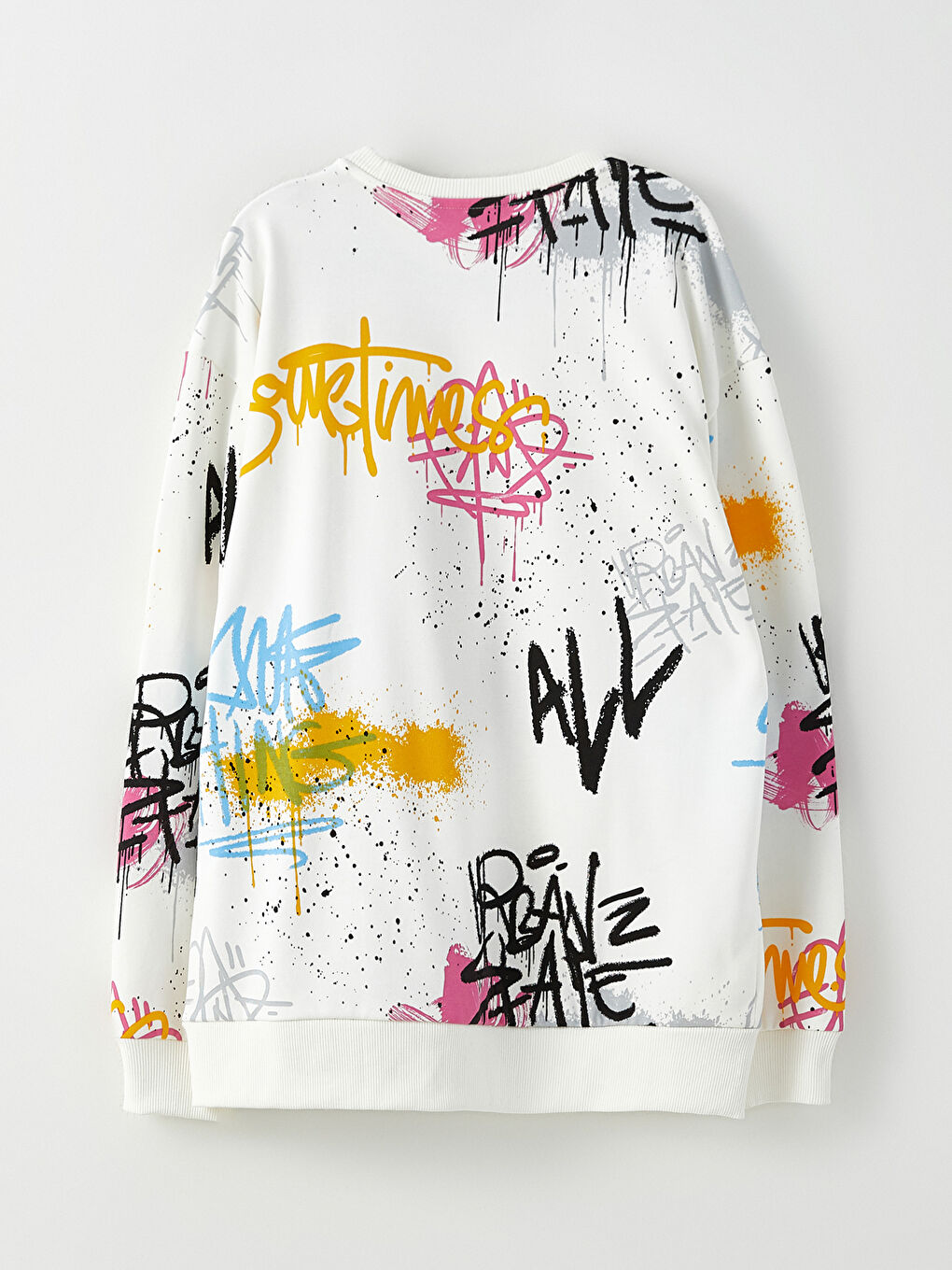 سويت شيرت كم طويل مطبوع بياقة دائرية للرجال-6