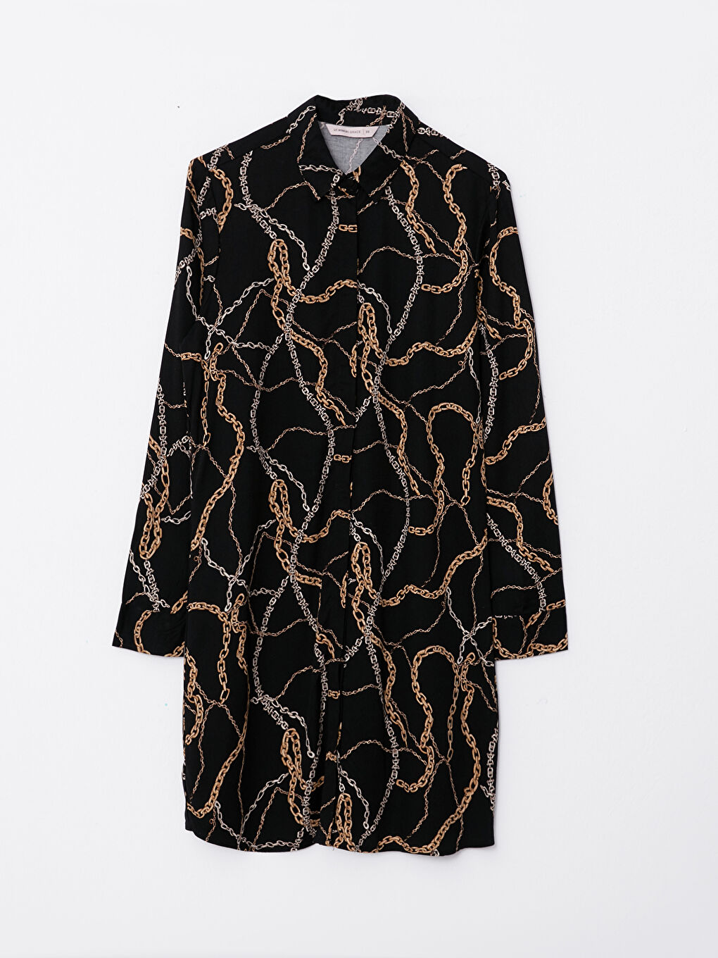 Patterned Long Sleeve Viscose Women's Shirt Tunic-5