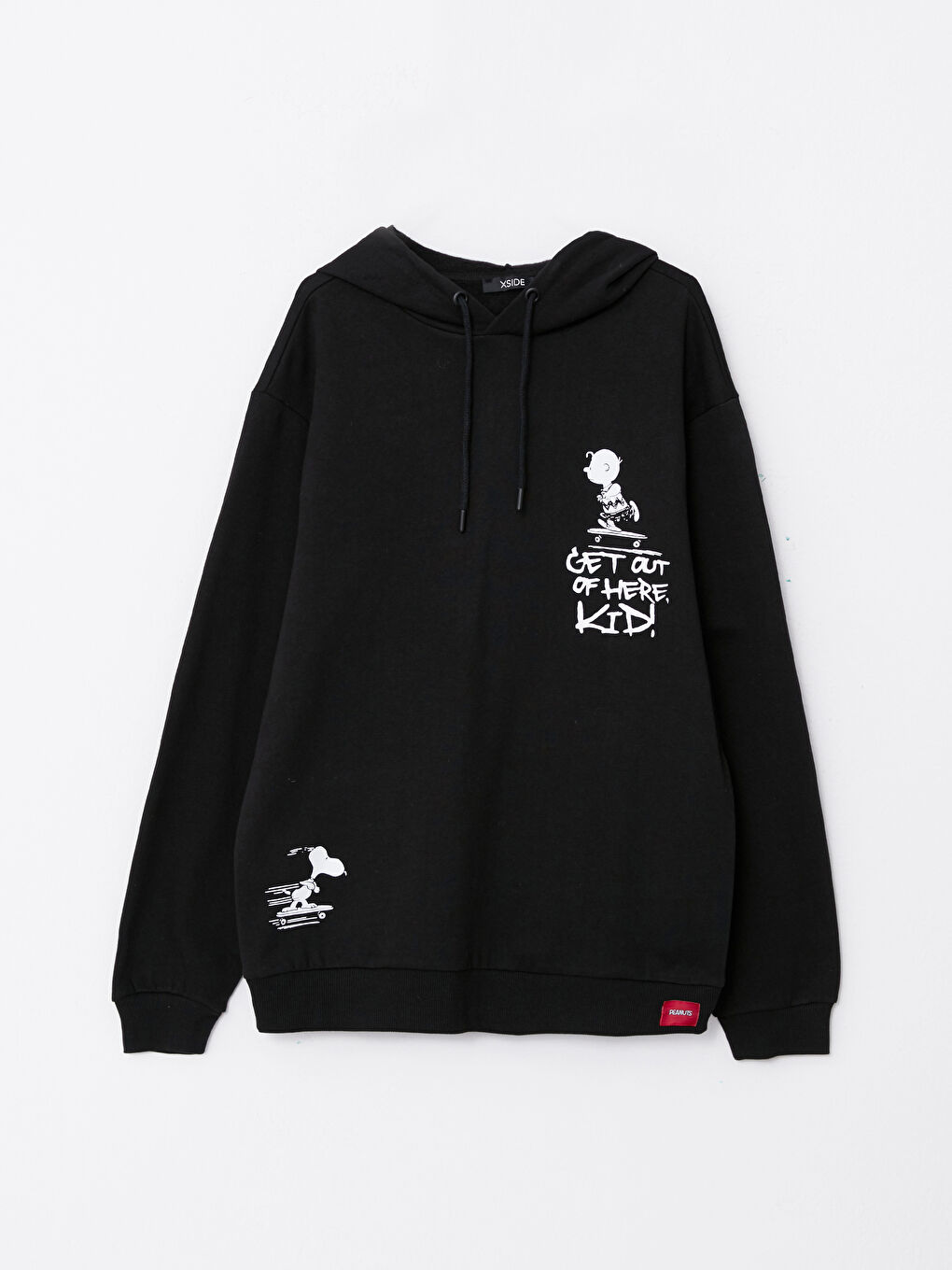 XSIDE Yeni Siyah Uzun Kollu Snoopy Baskılı Erkek Hoodie - 6