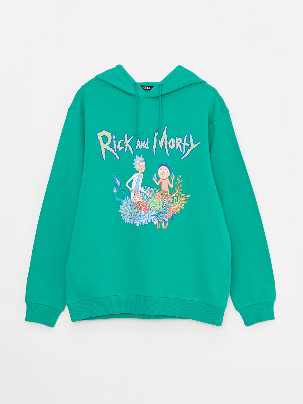 XSIDE Yeşil Uzun Kollu Rick and Morty Baskılı Erkek Hoodie - 10