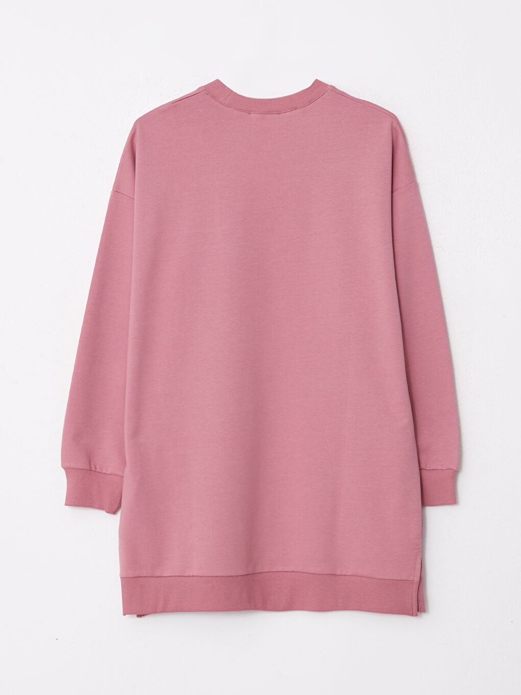 LCW Modest Pembe Bisiklet Yaka Baskılı Uzun Kollu Oversize Kadın Sweatshirt Tunik - 6