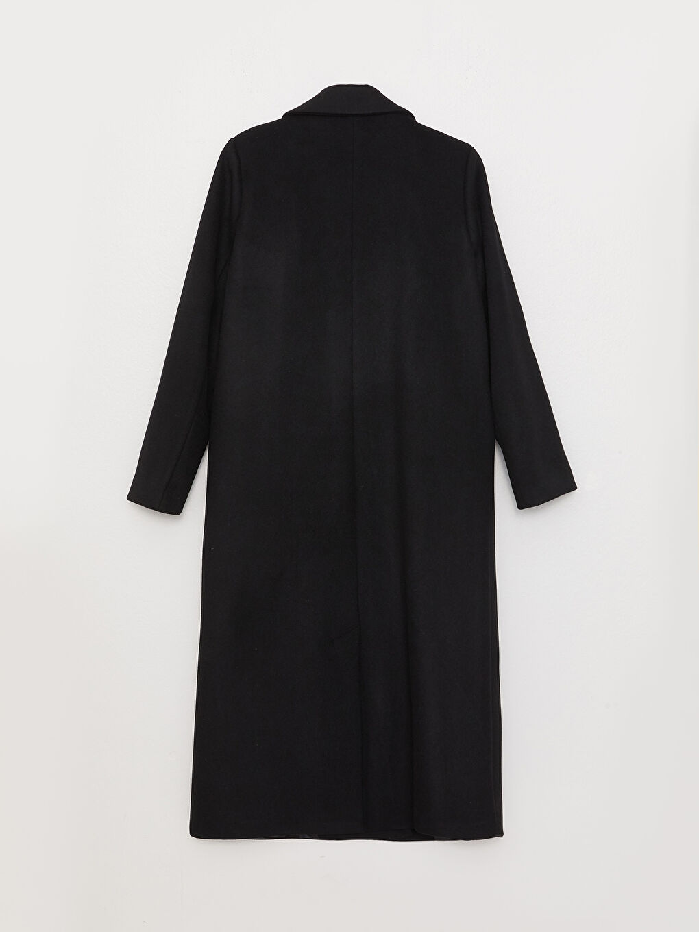 Siyah Ceket Yaka Kadın Kaşe Kaban-8