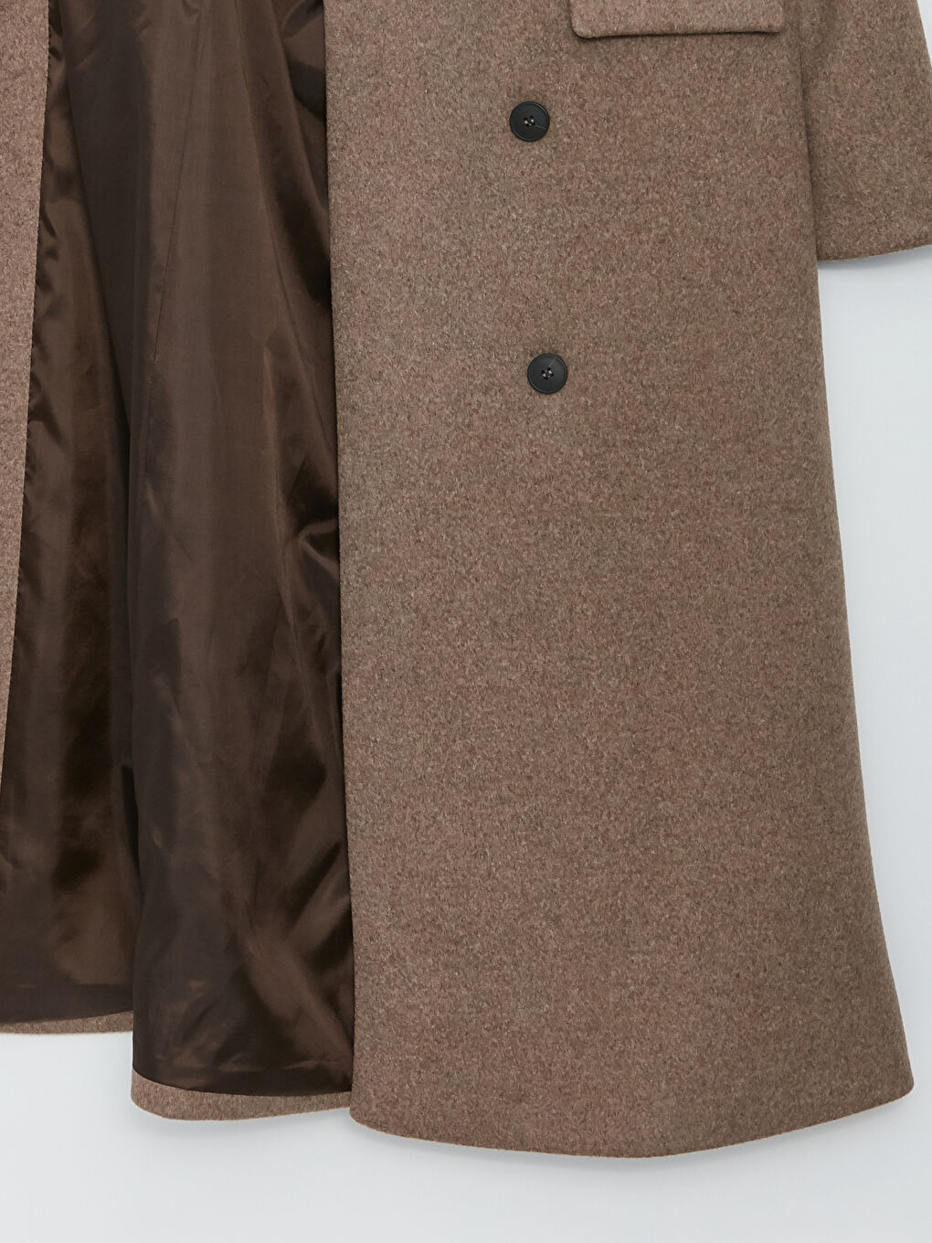 Kahverengi Ceket Yaka Kadın Kaşe Kaban-8