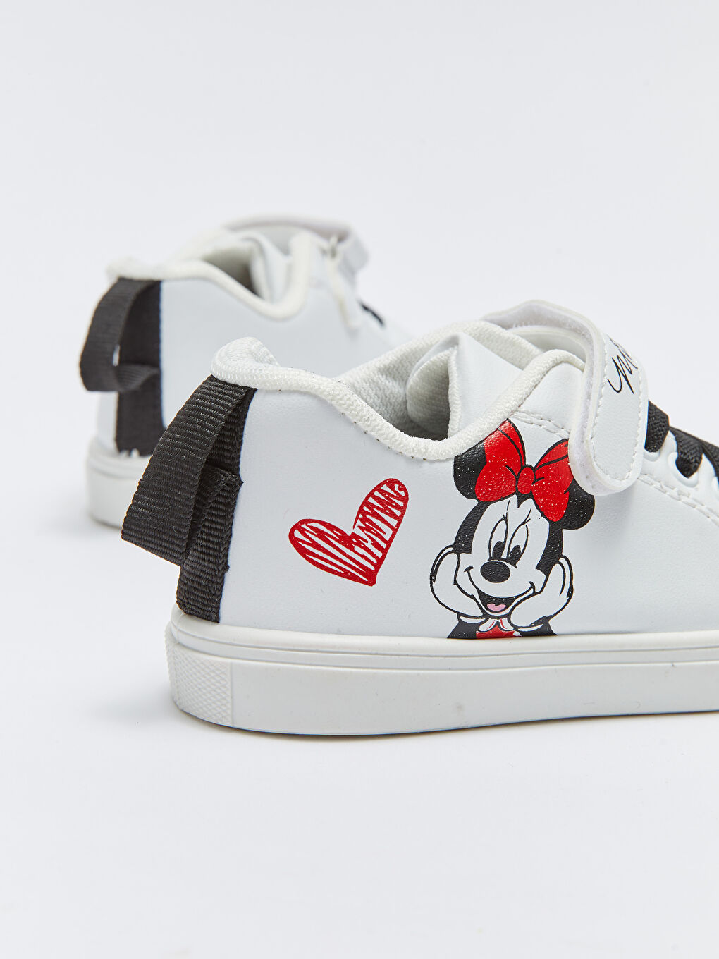 LCW STEPS Optik Beyaz Minnie Mouse Lisanslı Cırt Cırtlı Kız Bebek Spor Ayakkabı - 5