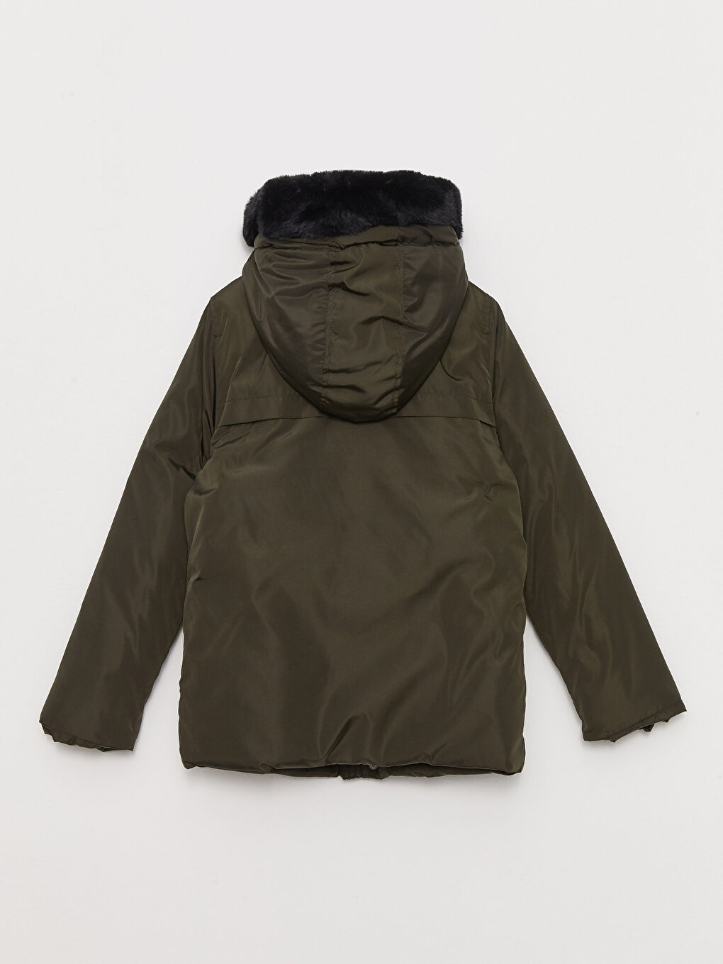 Haki Kapüşonlu Basic Erkek Çocuk Mont-5