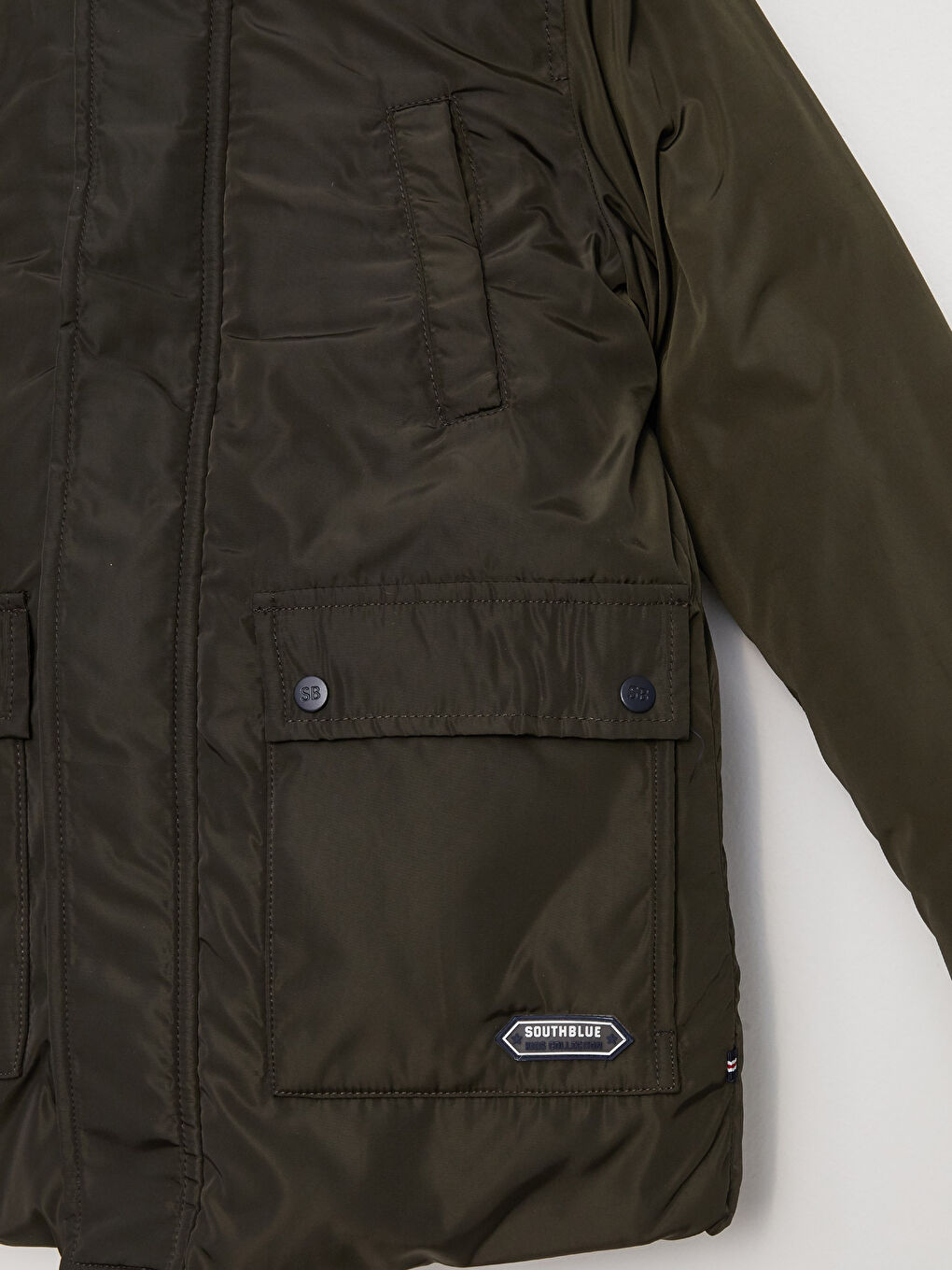 Haki Kapüşonlu Basic Erkek Çocuk Mont-7