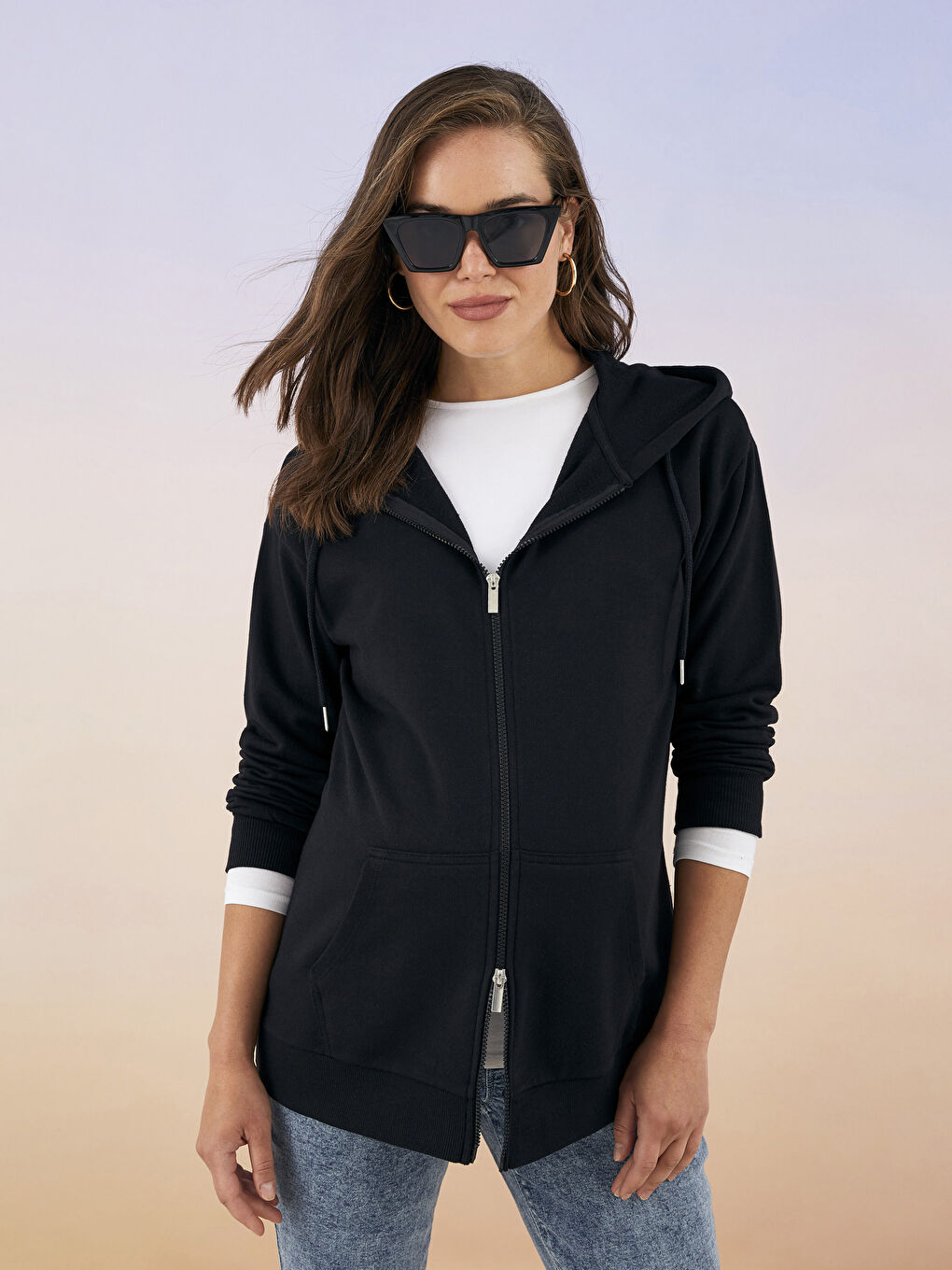 LCWAIKIKI Maternity Hooded Regular Long Sleeve Maternity Sports Cardigan -W2FC29Z8-CVL