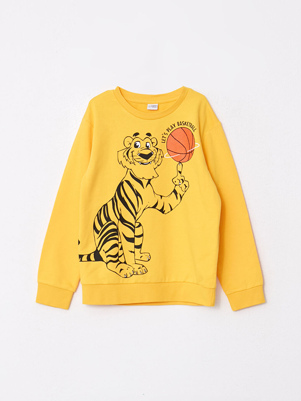 Sarı Bisiklet Yaka Baskılı Uzun Kollu Erkek Çocuk Sweatshirt ve Eşofman Altı-1