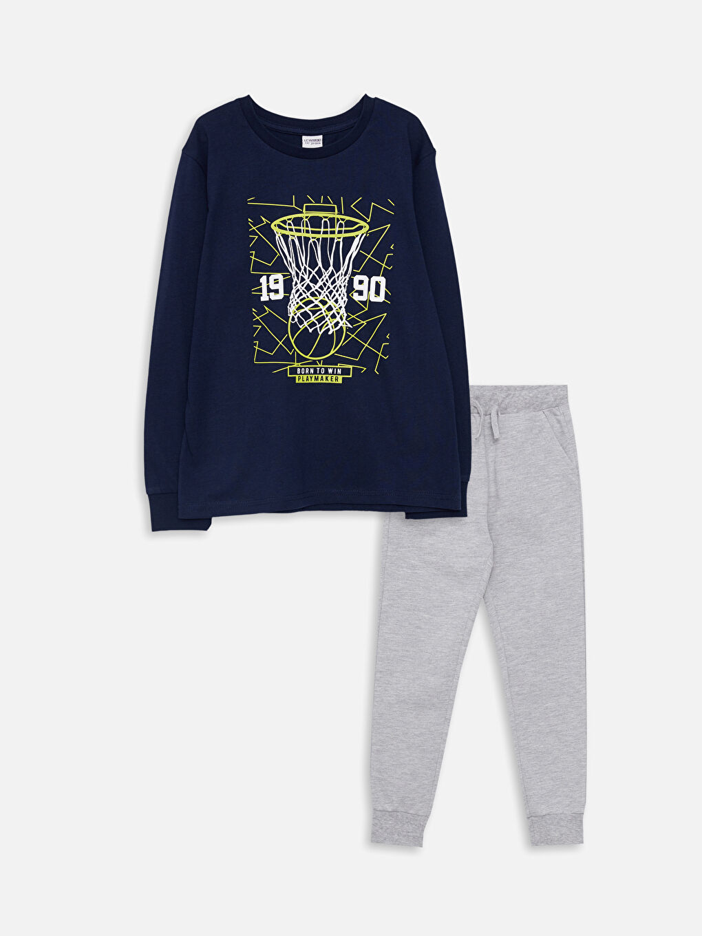 Crew Neck Printed Long Sleeve Boys' T-Shirt & Sweatpants