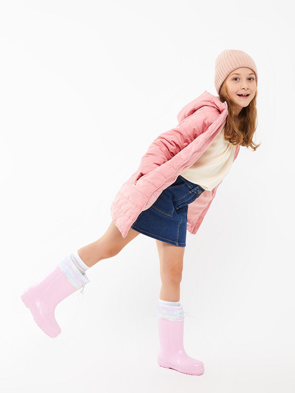 Pembe Baskılı Kız Çocuk Yağmur Botu-2