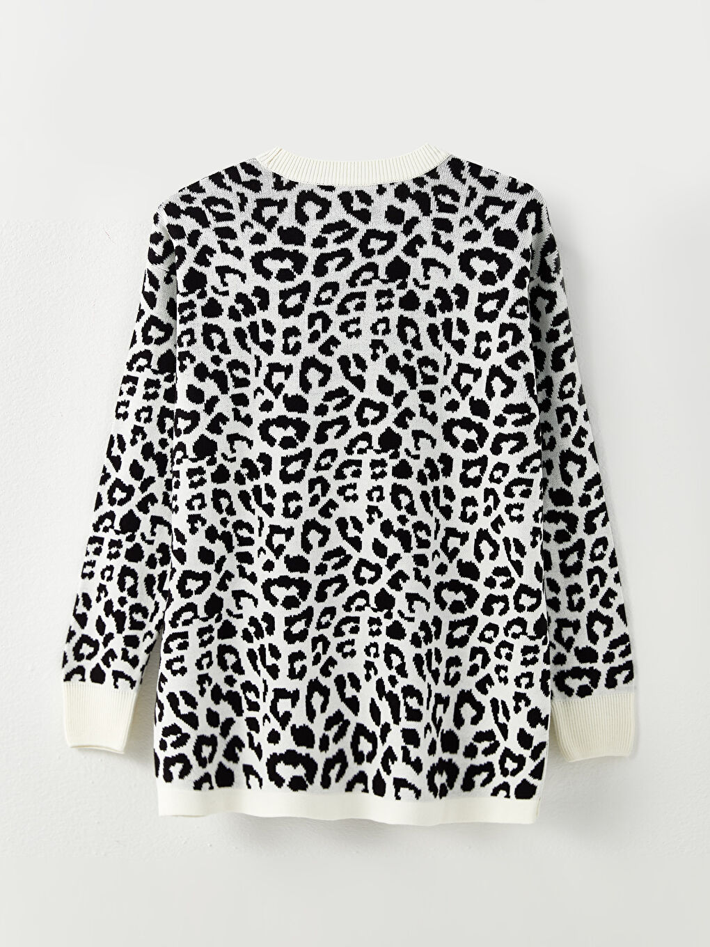 Емізуге арналған дөңгелек жағалы принтті ұзын жеңді жүктілік трикотаж жемпір-6