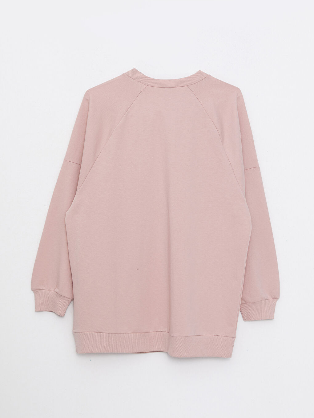 LCW Modest Açık Pembe Bisiklet Yaka Baskılı Uzun Kollu Oversize Kadın Sweatshirt Tunik - 6