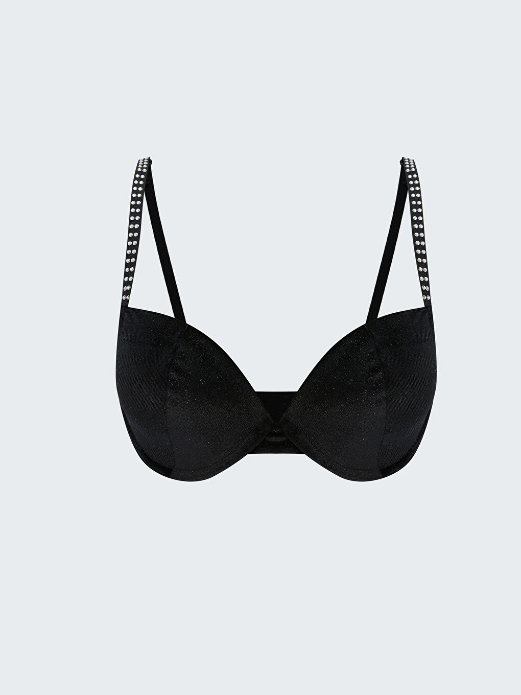 Siyah Balenli Dolgusuz Kadife Fantezi Sütyen