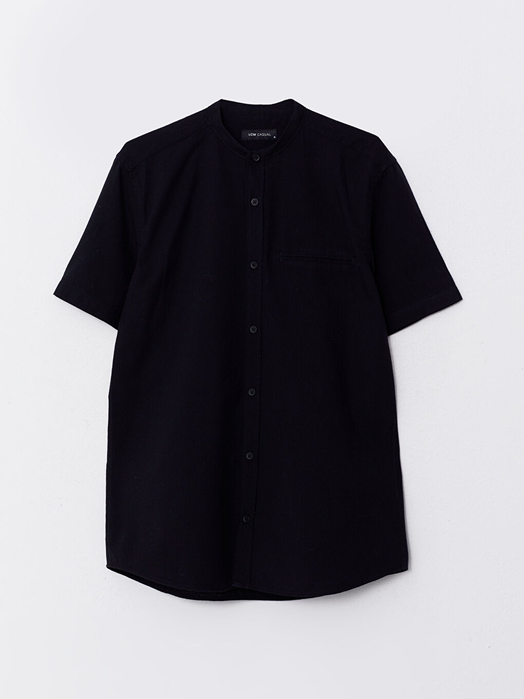 Ерлерге арналған стандартты пішім қысқа жең поплин жейде-5