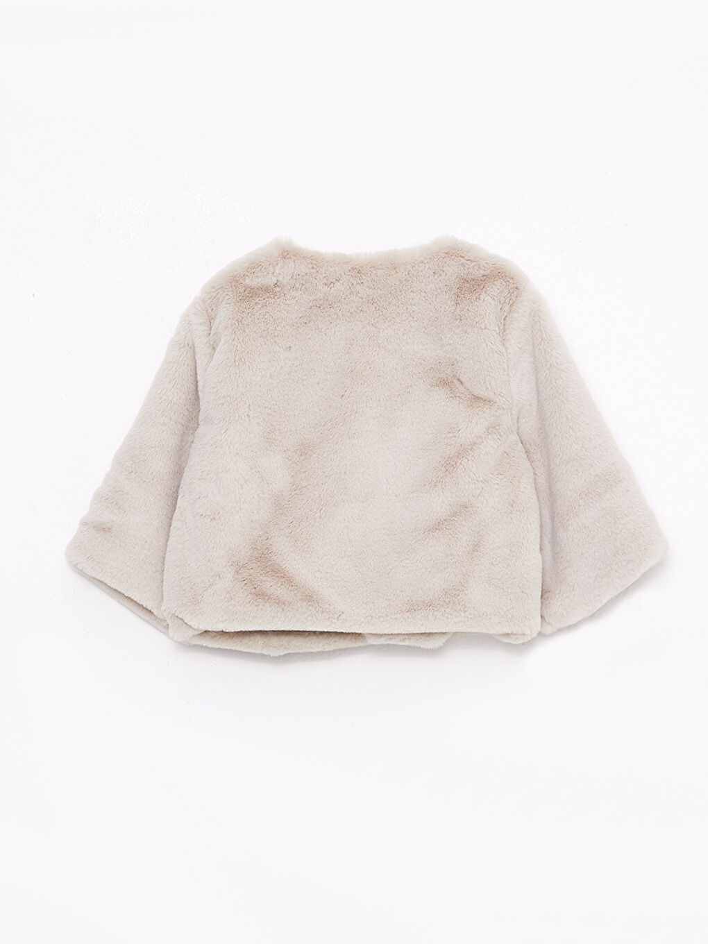 Пальто из плюша с круглым вырезом и длинным рукавом для малышки-1