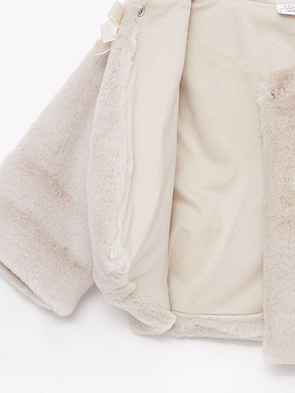 Пальто из плюша с круглым вырезом и длинным рукавом для малышки-2