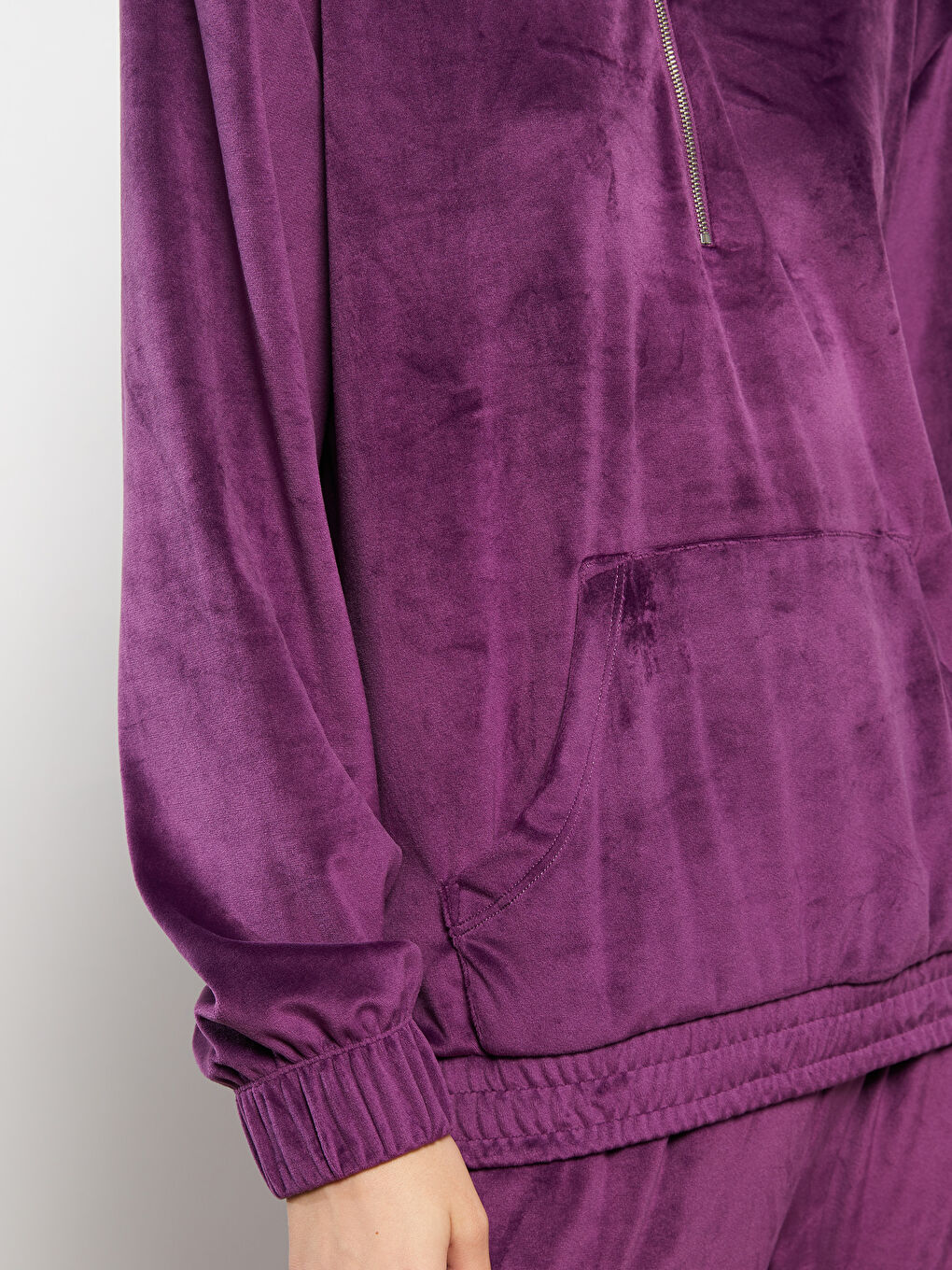 LCWAIKIKI Basic Plain Long Sleeve Velvet Women's Hoodie -W2FD04Z8-HLR