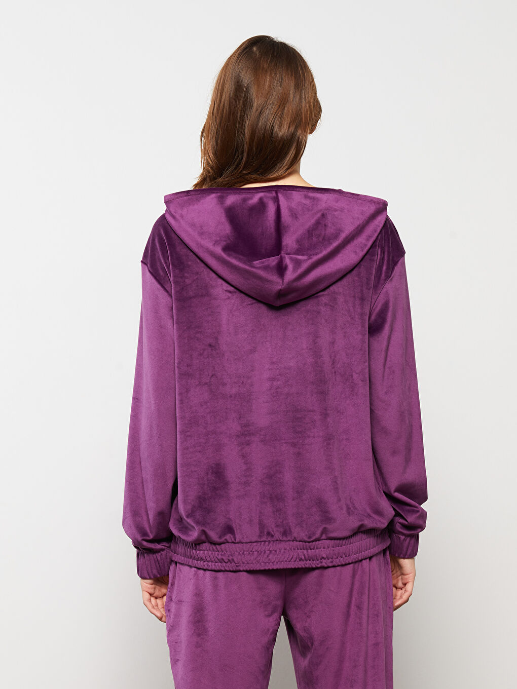 LCWAIKIKI Basic Plain Long Sleeve Velvet Women's Hoodie -W2FD04Z8-HLR