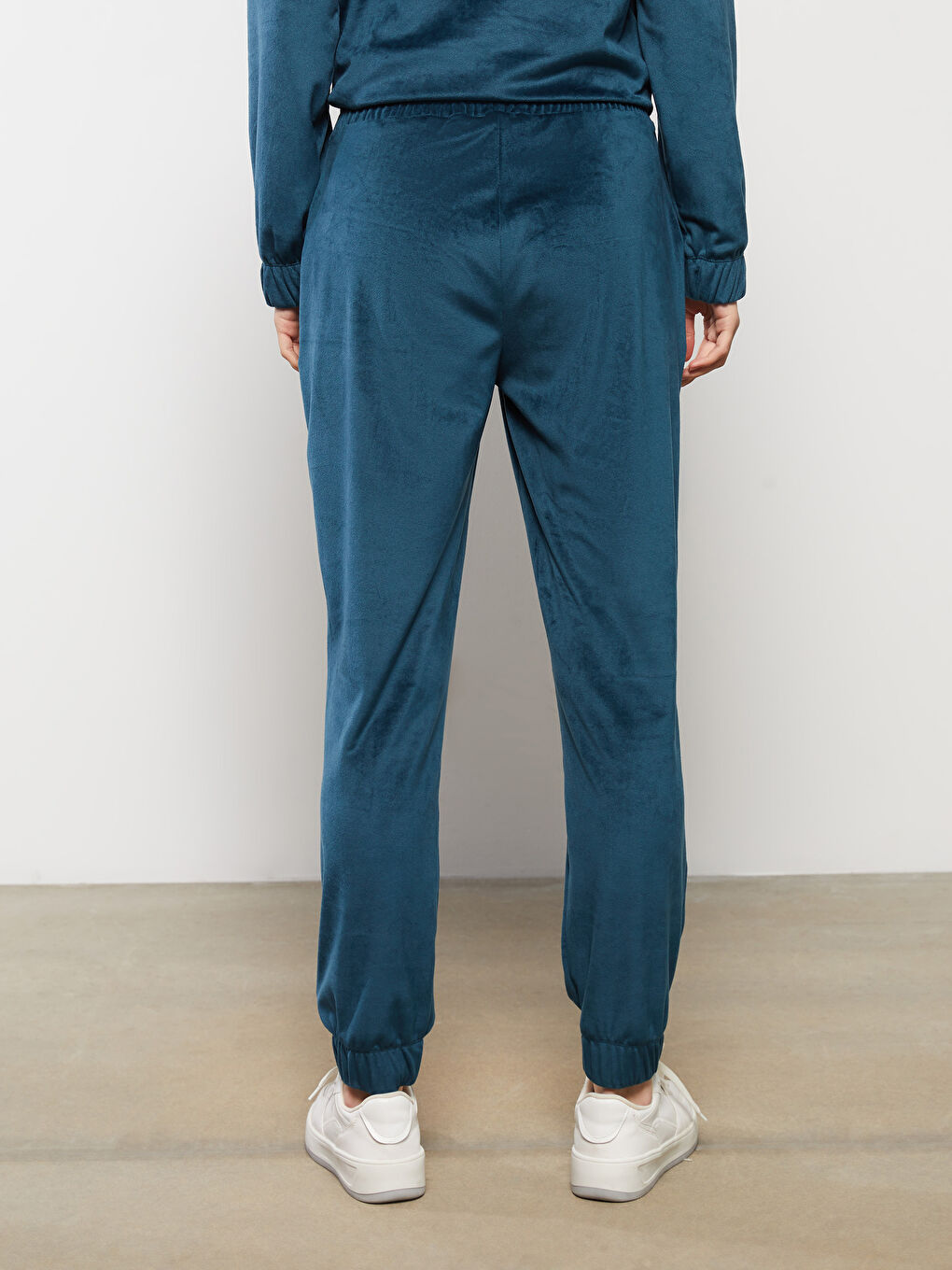 Pantaloni de Trening Jogger de Damă din Catifea cu Talie Elastică-3