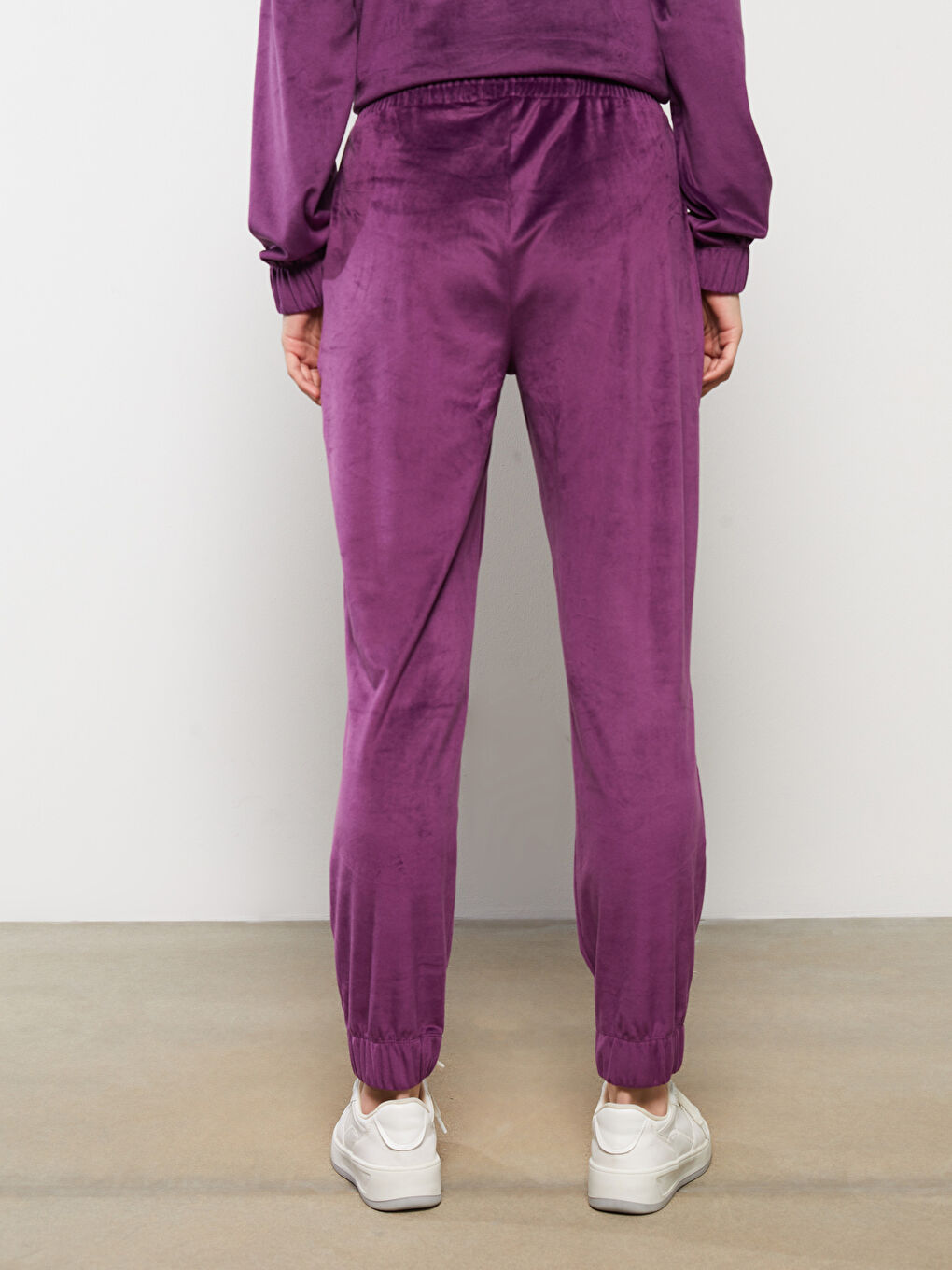 Pantaloni de Trening Jogger de Damă din Catifea cu Talie Elastică-3