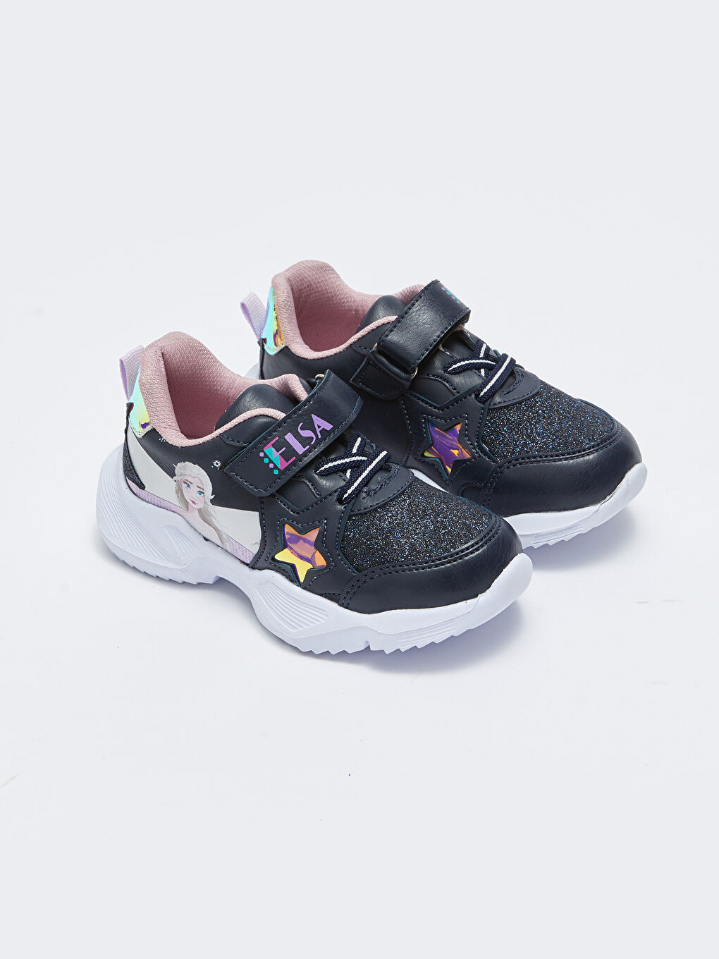 Lacivert Frozen Lisanslı Bağcık ve Cırt Cırtlı Kız Çocuk Spor Ayakkabı