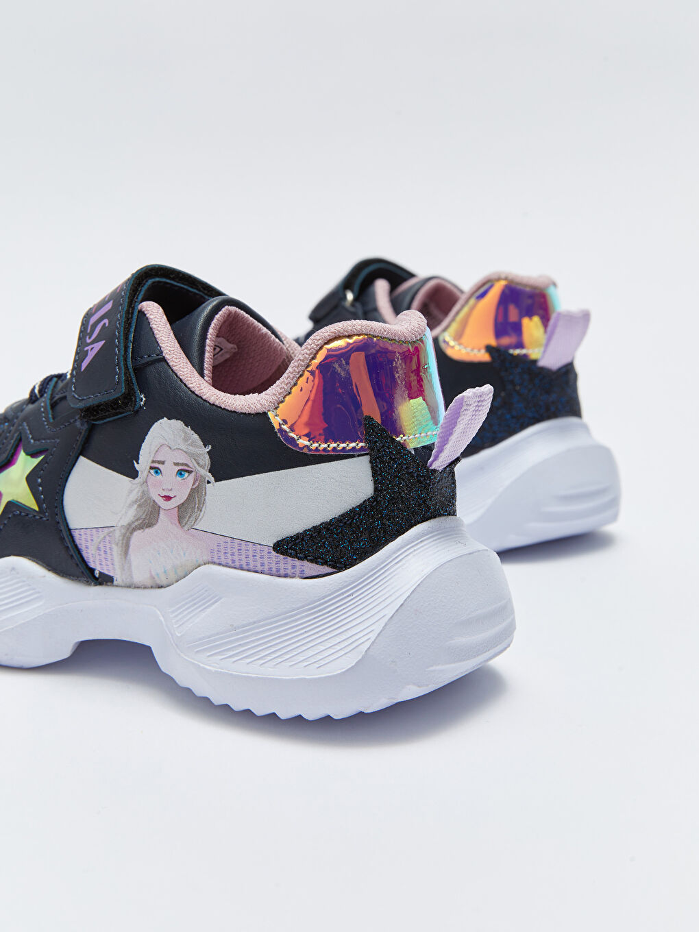 Lacivert Frozen Lisanslı Bağcık ve Cırt Cırtlı Kız Çocuk Spor Ayakkabı-4
