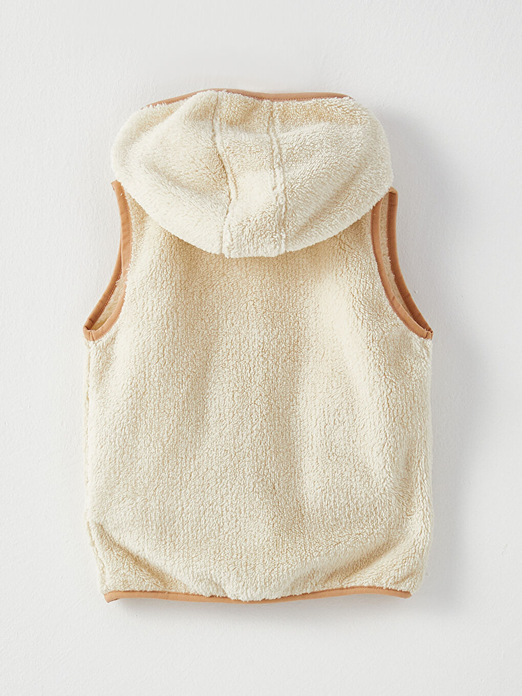 Hooded Collar Baby Boy Zipper Plush Vest-1