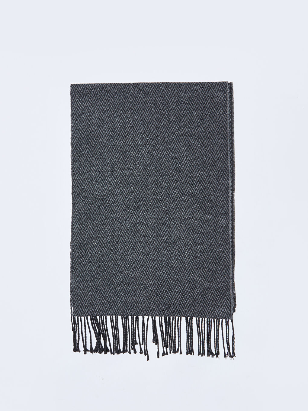 سكارف للرجال بنقشة زجزاج مع شراشيب-3