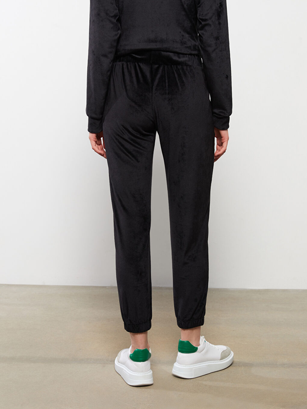 Pantaloni de Trening Gravide din Catifea Simpli cu Talie Elastică și Manșetă Elastică-5