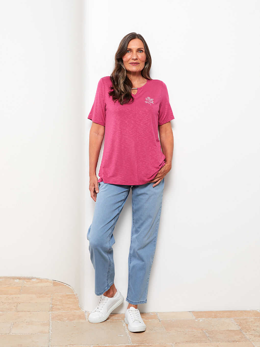Women's Standard Fit Regular Denim Trousers-2