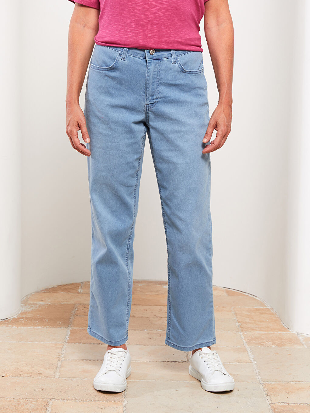 Women's Standard Fit Regular Denim Trousers-4