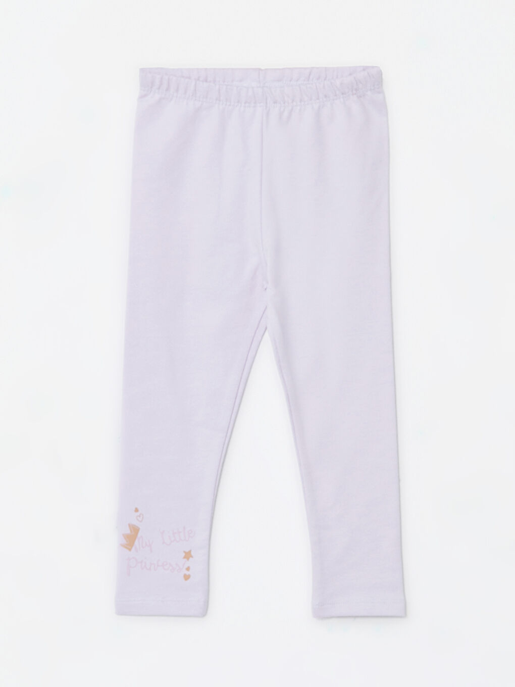 Lila Beli Lastikli Baskılı Kız Bebek Tayt